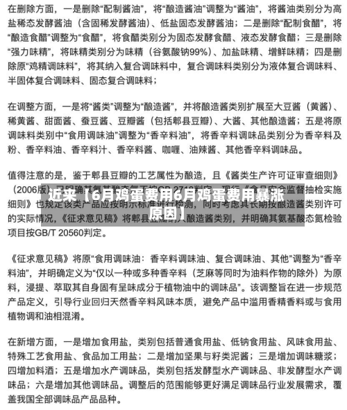 近来【6月鸡蛋费用6月鸡蛋费用暴涨原因】