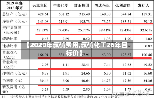 【2020年氯碱费用,氯碱化工26年目标价】