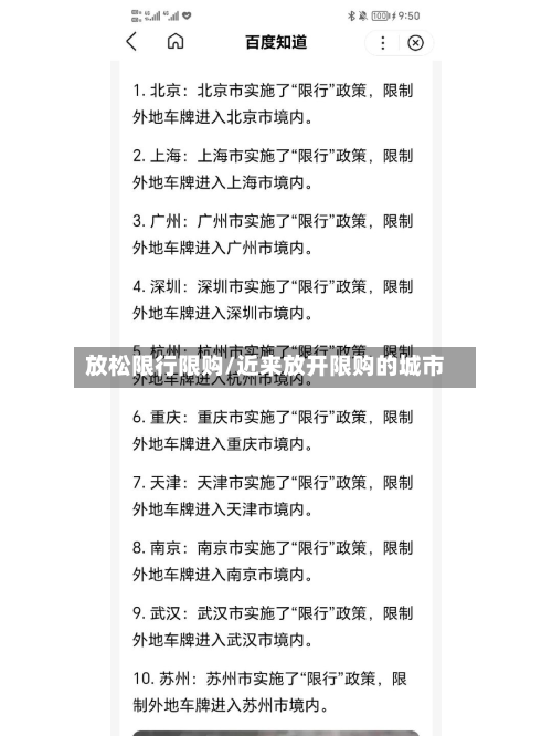放松限行限购/近来放开限购的城市