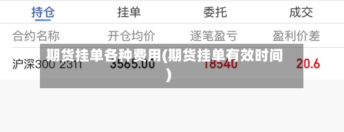 期货挂单各种费用(期货挂单有效时间)